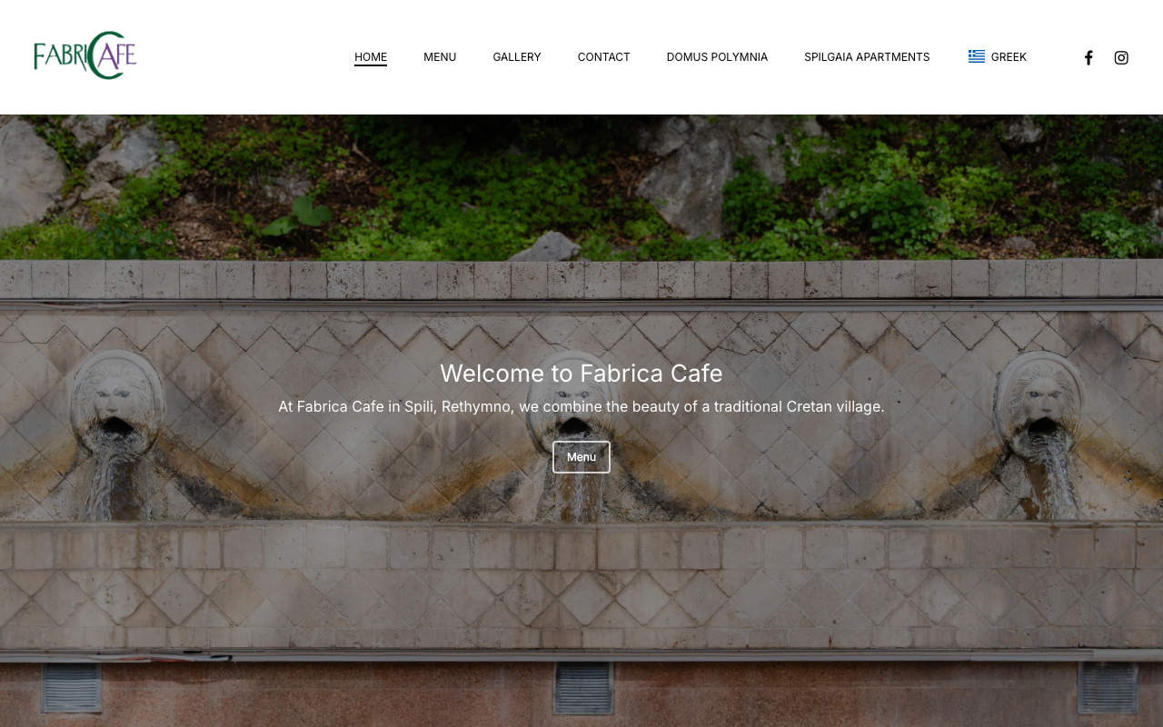 Fabrica cafe menu , Rethymno , Spili